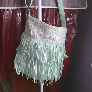 Mint green fringe purse